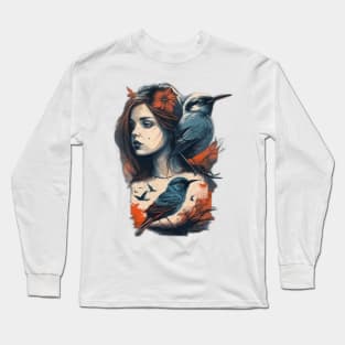 Girl and birds Long Sleeve T-Shirt